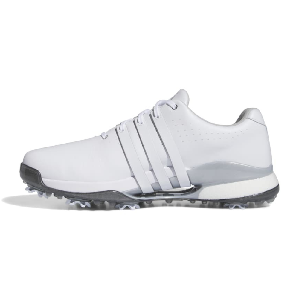 adidas Tour360 Boost Golf Shoes - White / Silver Metallic - Image 2