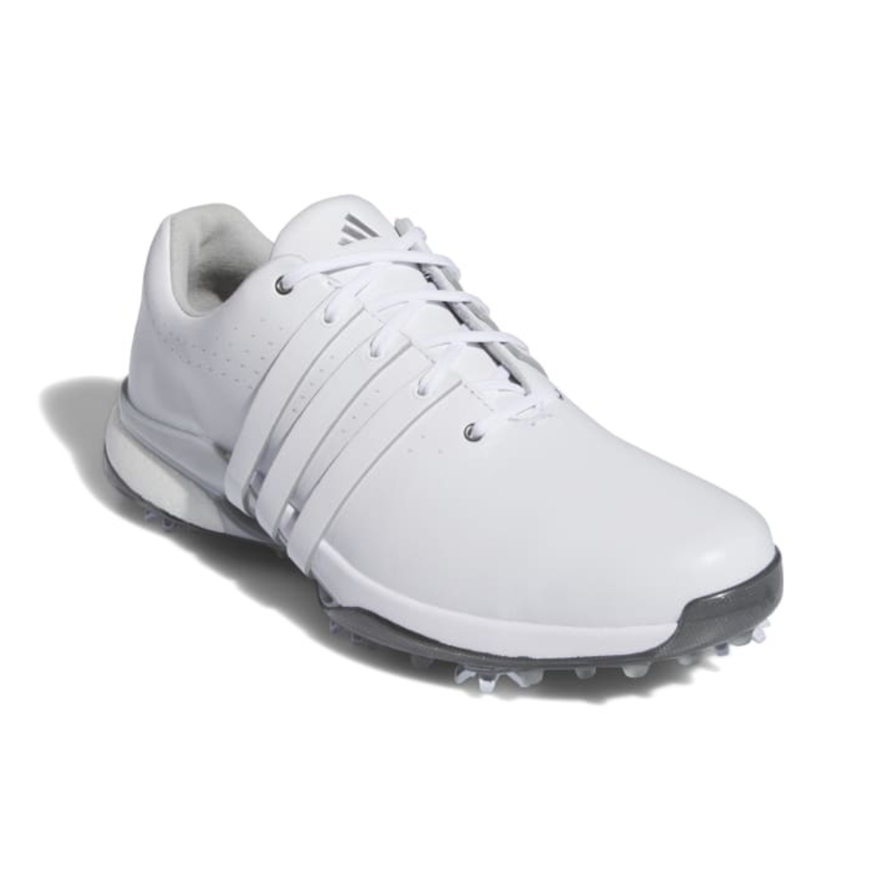 adidas Tour360 Boost Golf Shoes - White / Silver Metallic - Image 3