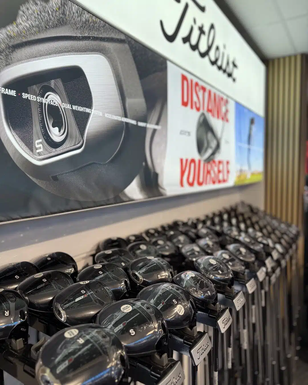 Titleist driver wall in the Express Golf shop